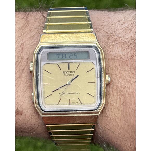 Vintage 1980s Seiko H357-5009 LCD Digital Watch New Battery 7” Running Ana Digi - Picture 3 of 16